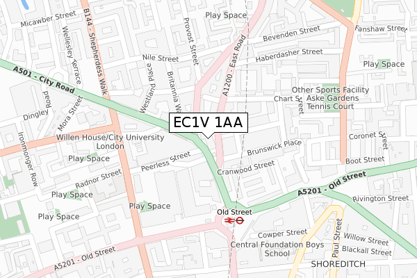 EC1V 1AA map - large scale - OS Open Zoomstack (Ordnance Survey)