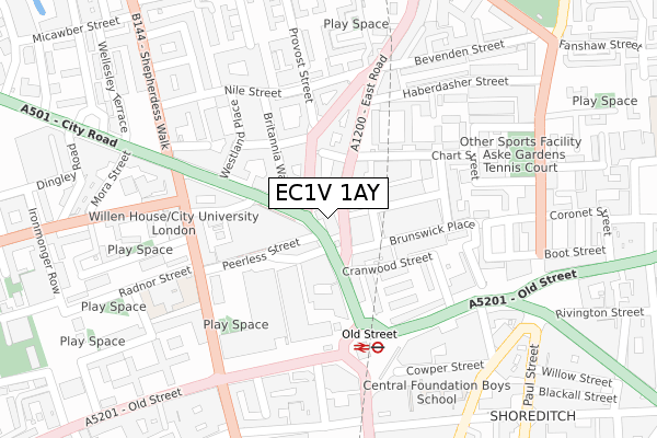 EC1V 1AY map - large scale - OS Open Zoomstack (Ordnance Survey)