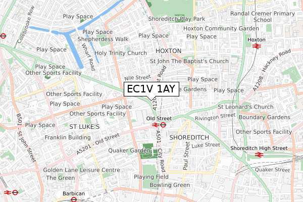 EC1V 1AY map - small scale - OS Open Zoomstack (Ordnance Survey)