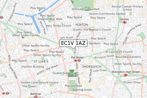 EC1V 1AZ map - small scale - OS Open Zoomstack (Ordnance Survey)