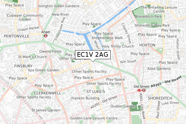 EC1V 2AG map - small scale - OS Open Zoomstack (Ordnance Survey) EC1V 2AG map - small scale - OS Open Zoomstack (Ordnance Survey)