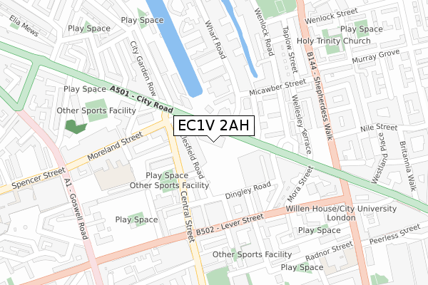 EC1V 2AH map - large scale - OS Open Zoomstack (Ordnance Survey)