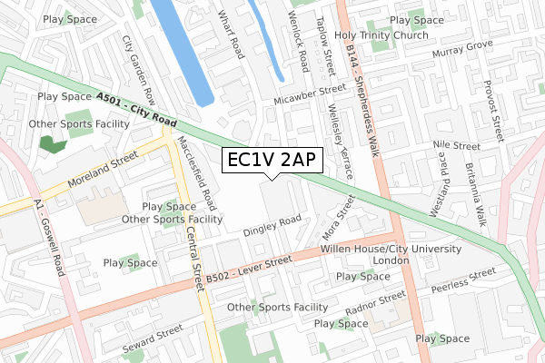 EC1V 2AP map - large scale - OS Open Zoomstack (Ordnance Survey)