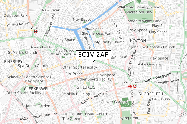 EC1V 2AP map - small scale - OS Open Zoomstack (Ordnance Survey)