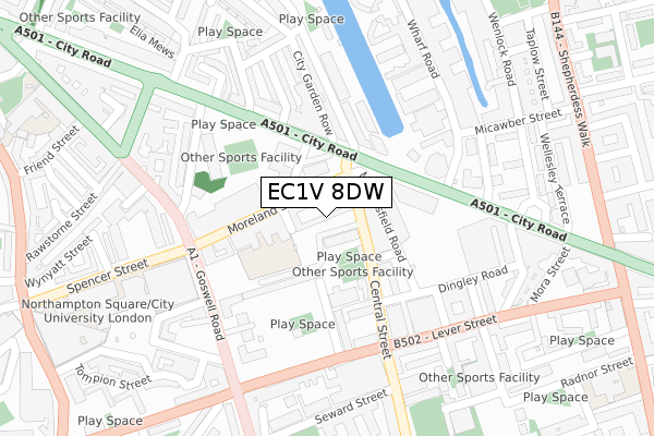 EC1V 8DW map - large scale - OS Open Zoomstack (Ordnance Survey)