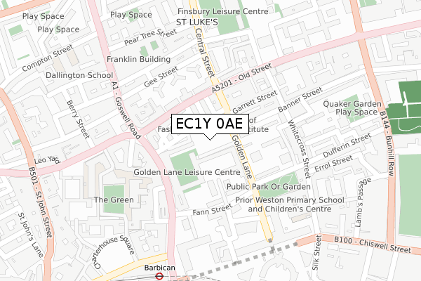 EC1Y 0AE map - large scale - OS Open Zoomstack (Ordnance Survey)