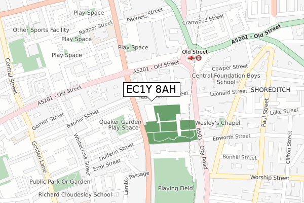 EC1Y 8AH map - large scale - OS Open Zoomstack (Ordnance Survey)