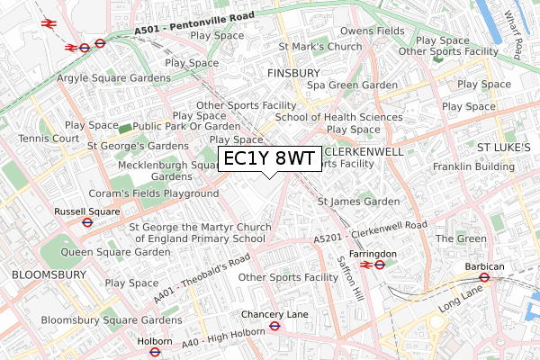 EC1Y 8WT map - small scale - OS Open Zoomstack (Ordnance Survey)