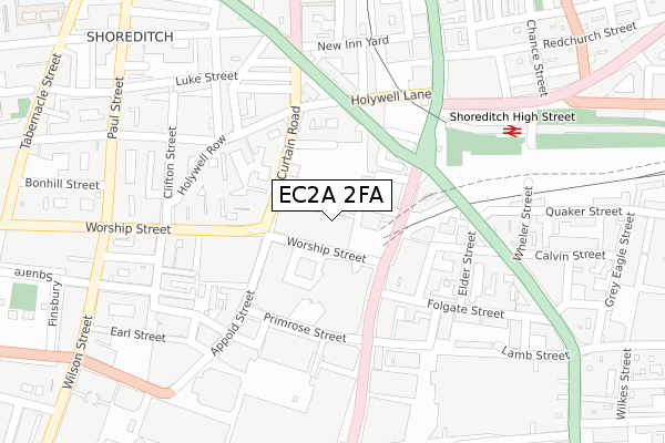 EC2A 2FA map - large scale - OS Open Zoomstack (Ordnance Survey)