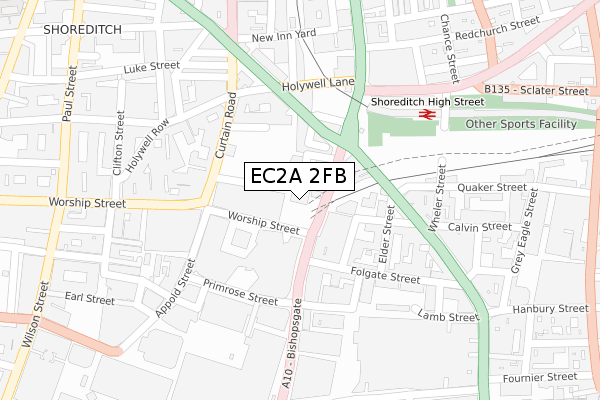 EC2A 2FB map - large scale - OS Open Zoomstack (Ordnance Survey)
