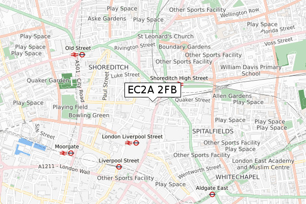 EC2A 2FB map - small scale - OS Open Zoomstack (Ordnance Survey)
