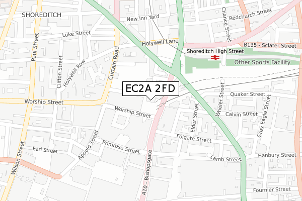 EC2A 2FD map - large scale - OS Open Zoomstack (Ordnance Survey)