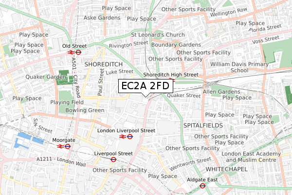 EC2A 2FD map - small scale - OS Open Zoomstack (Ordnance Survey)