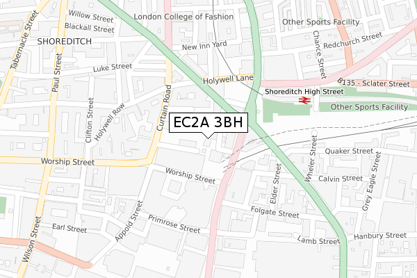 EC2A 3BH map - large scale - OS Open Zoomstack (Ordnance Survey)