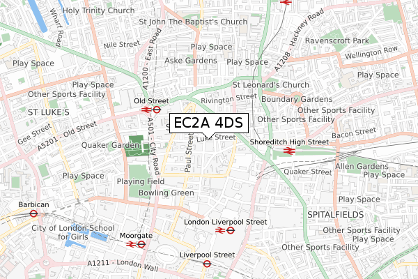 EC2A 4DS map - small scale - OS Open Zoomstack (Ordnance Survey)