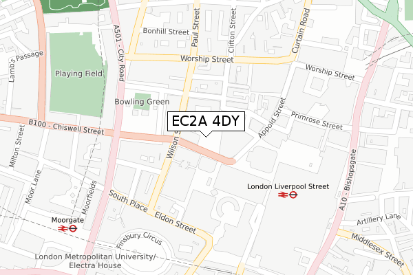EC2A 4DY map - large scale - OS Open Zoomstack (Ordnance Survey)