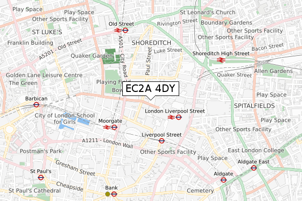 EC2A 4DY map - small scale - OS Open Zoomstack (Ordnance Survey)