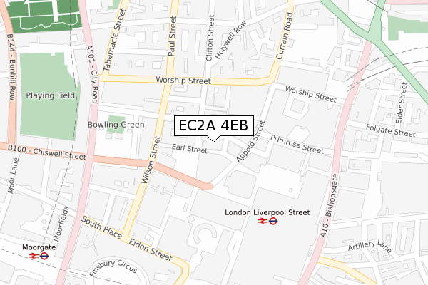 EC2A 4EB map - large scale - OS Open Zoomstack (Ordnance Survey)