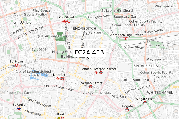 EC2A 4EB map - small scale - OS Open Zoomstack (Ordnance Survey)