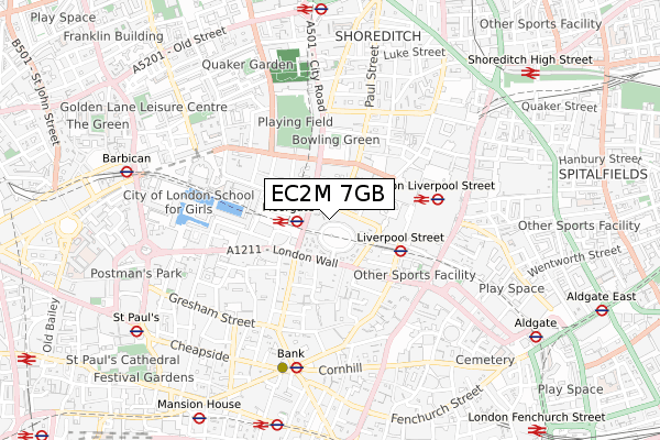 EC2M 7GB map - small scale - OS Open Zoomstack (Ordnance Survey)