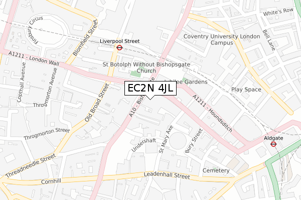 EC2N 4JL map - large scale - OS Open Zoomstack (Ordnance Survey)