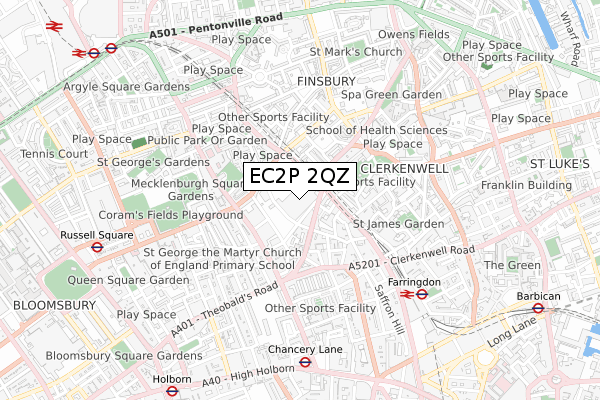 EC2P 2QZ map - small scale - OS Open Zoomstack (Ordnance Survey)