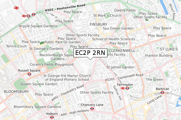 EC2P 2RN map - small scale - OS Open Zoomstack (Ordnance Survey)