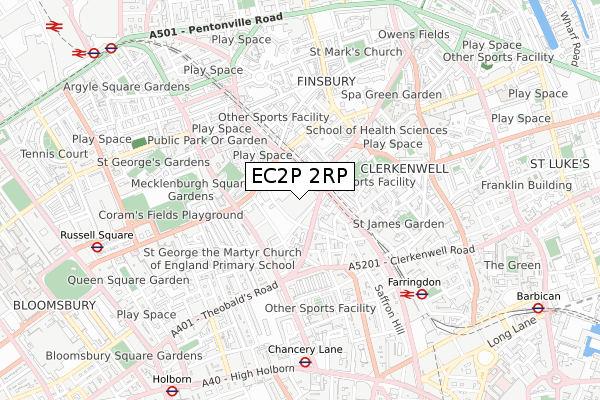 EC2P 2RP map - small scale - OS Open Zoomstack (Ordnance Survey)