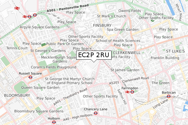 EC2P 2RU map - small scale - OS Open Zoomstack (Ordnance Survey)