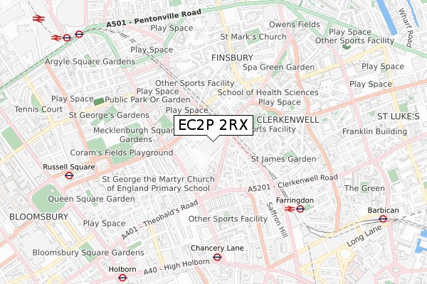 EC2P 2RX map - small scale - OS Open Zoomstack (Ordnance Survey)