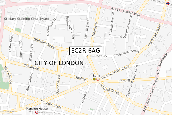 EC2R 6AG map - large scale - OS Open Zoomstack (Ordnance Survey)