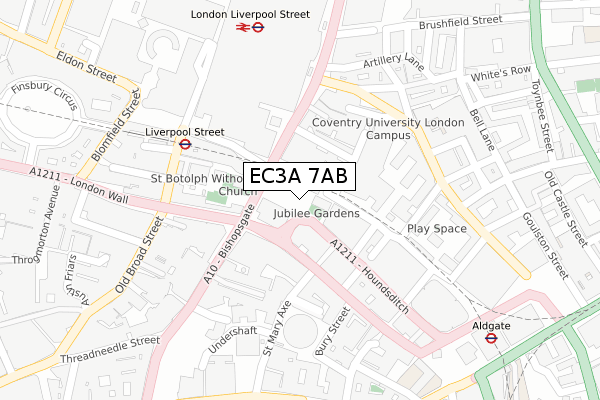 EC3A 7AB map - large scale - OS Open Zoomstack (Ordnance Survey)