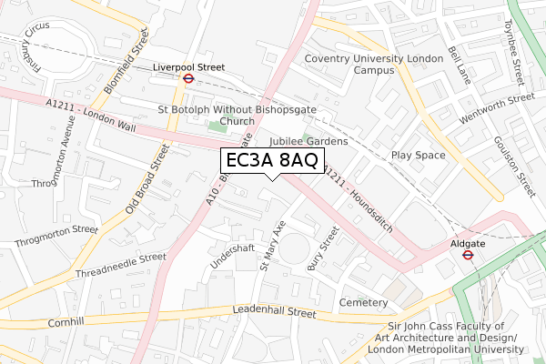 EC3A 8AQ map - large scale - OS Open Zoomstack (Ordnance Survey)