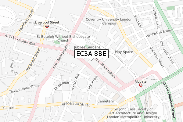 EC3A 8BE map - large scale - OS Open Zoomstack (Ordnance Survey) EC3A 8BE map - large scale - OS Open Zoomstack (Ordnance Survey)