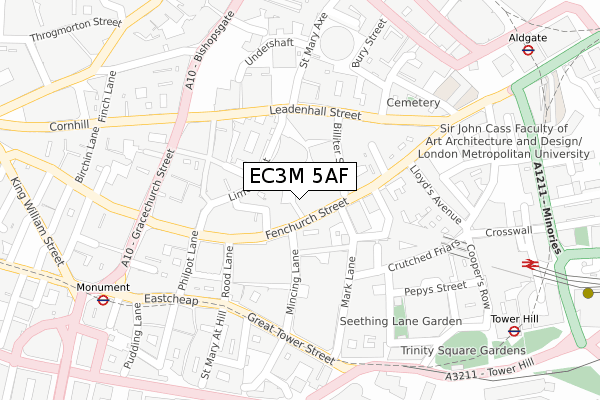 EC3M 5AF map - large scale - OS Open Zoomstack (Ordnance Survey)