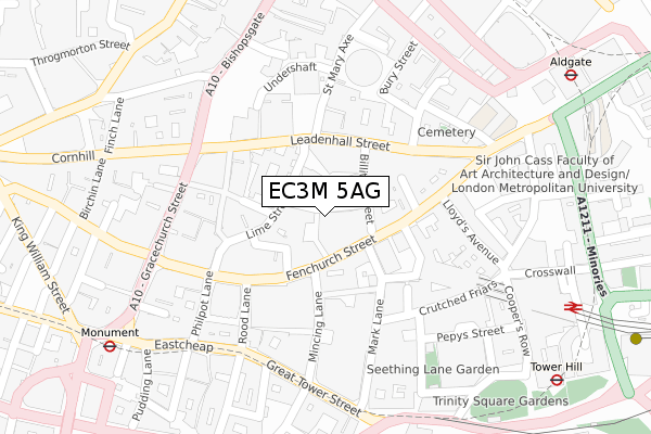 EC3M 5AG map - large scale - OS Open Zoomstack (Ordnance Survey)