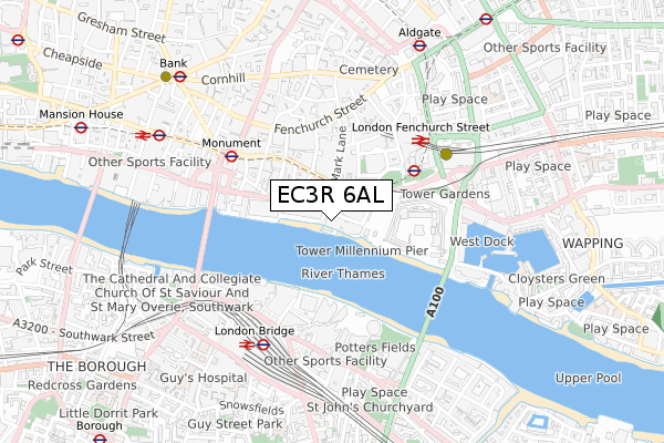 EC3R 6AL map - small scale - OS Open Zoomstack (Ordnance Survey)