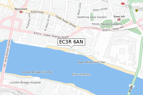 EC3R 6AN map - large scale - OS Open Zoomstack (Ordnance Survey)