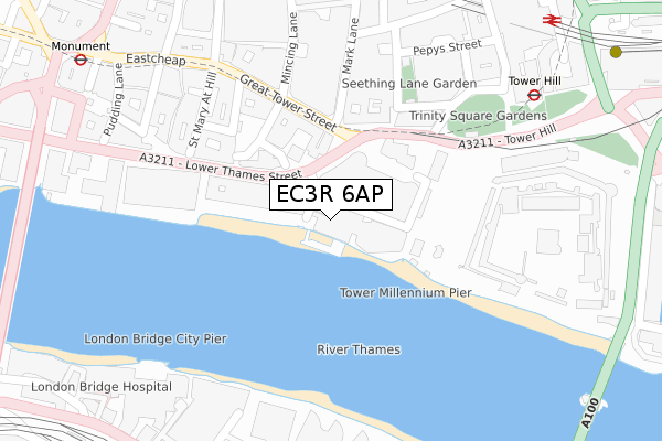 EC3R 6AP map - large scale - OS Open Zoomstack (Ordnance Survey)