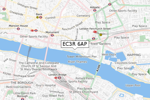 EC3R 6AP map - small scale - OS Open Zoomstack (Ordnance Survey)