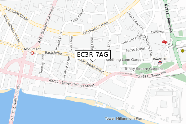EC3R 7AG map - large scale - OS Open Zoomstack (Ordnance Survey)