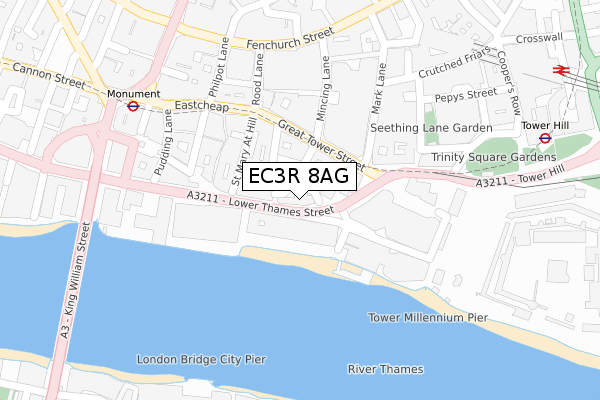 EC3R 8AG map - large scale - OS Open Zoomstack (Ordnance Survey)