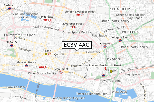 EC3V 4AG map - small scale - OS Open Zoomstack (Ordnance Survey) EC3V 4AG map - small scale - OS Open Zoomstack (Ordnance Survey)