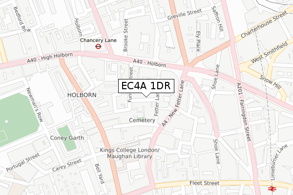 EC4A 1DR map - large scale - OS Open Zoomstack (Ordnance Survey)