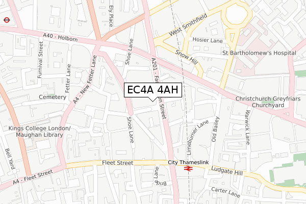 EC4A 4AH map - large scale - OS Open Zoomstack (Ordnance Survey)