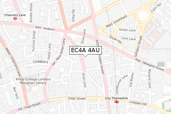 EC4A 4AU map - large scale - OS Open Zoomstack (Ordnance Survey)