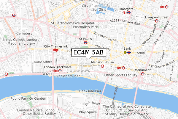 EC4M 5AB map - small scale - OS Open Zoomstack (Ordnance Survey) EC4M 5AB map - small scale - OS Open Zoomstack (Ordnance Survey)