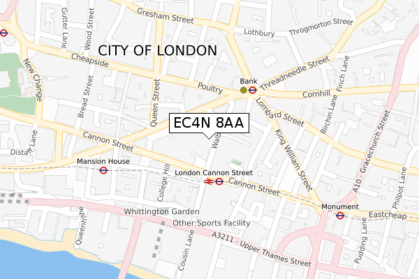 EC4N 8AA map - large scale - OS Open Zoomstack (Ordnance Survey)