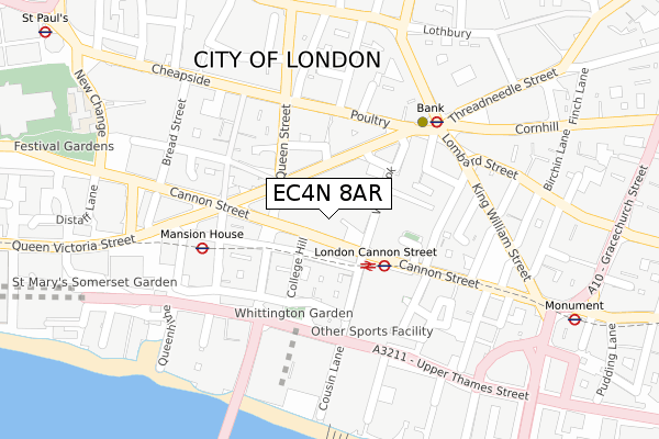 EC4N 8AR map - large scale - OS Open Zoomstack (Ordnance Survey)