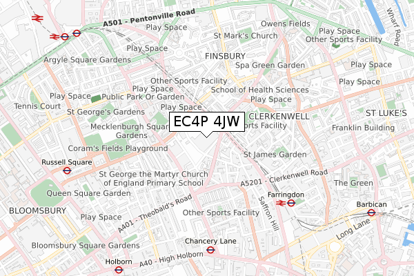 EC4P 4JW map - small scale - OS Open Zoomstack (Ordnance Survey)